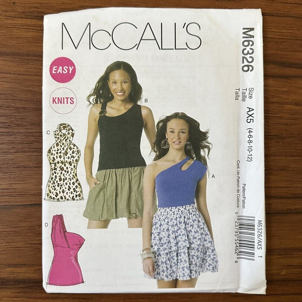 NEW/UNCUT M6326 McCall's Pattern Misses Tops 4 Variations (Sizes 4-12)
